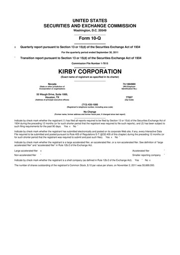 Thumbnail Kirby Corporation
 10-Q Quarterly Report FY2011 