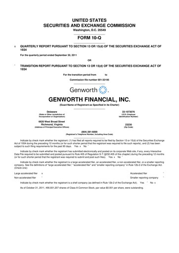 Thumbnail Genworth Financial
 10-Q Quarterly Report FY2011 