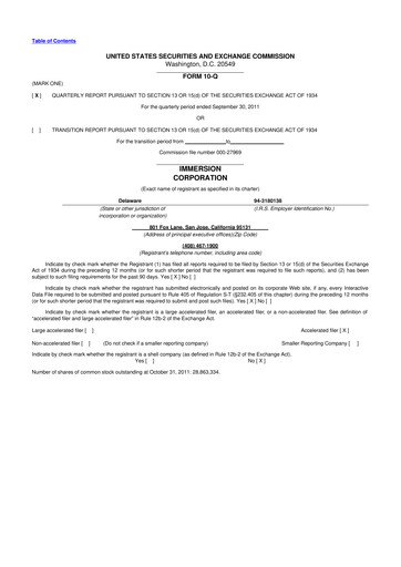 Thumbnail Immersion Corporation
 10-Q Quarterly Report FY2011 
