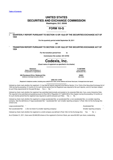 Thumbnail Codexis
 10-Q Quarterly Report FY2011 
