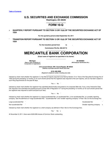 Thumbnail Mercantile Bank 10-Q Quarterly Report FY2011 