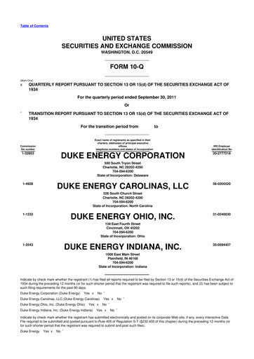 Thumbnail Duke Energy 10-Q Quarterly Report FY2011 