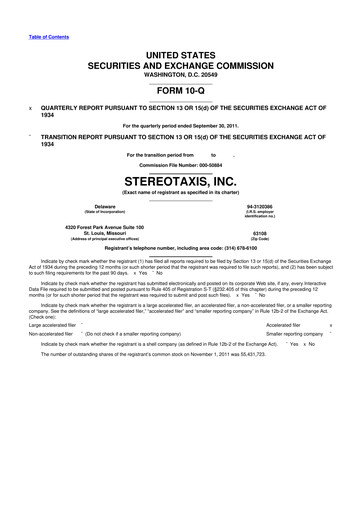 Thumbnail Stereotaxis 10-Q Quarterly Report FY2011 