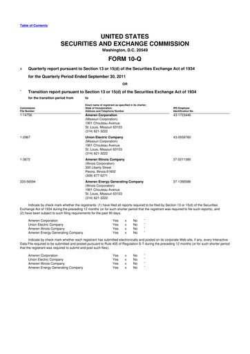 Thumbnail Ameren
 10-Q Quarterly Report FY 