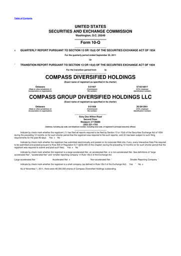 Thumbnail Compass Diversified Holdings 10-Q Quarterly Report FY2011 