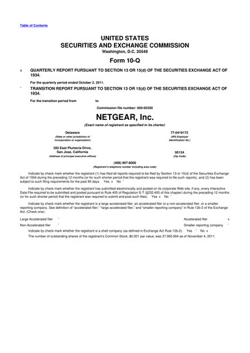 Thumbnail NETGEAR 10-Q Quarterly Report FY 
