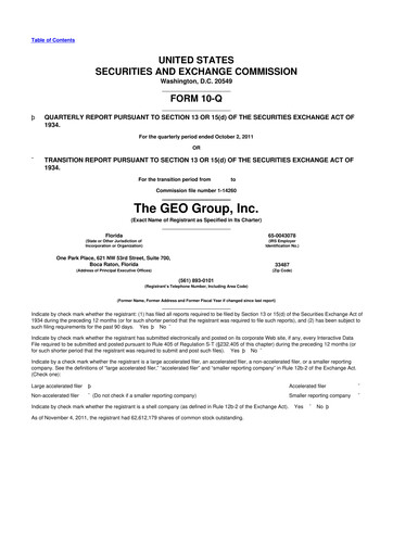 Thumbnail Geo Group 10-Q Quarterly Report FY2011 