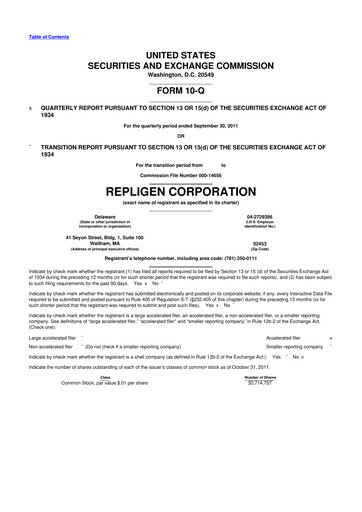 Thumbnail Repligen
 10-Q Quarterly Report FY2012 