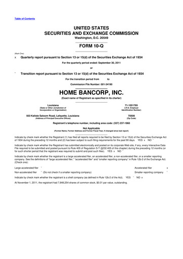Thumbnail Home Bancorp
 10-Q Quarterly Report FY2011 