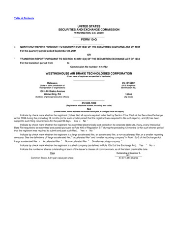 Thumbnail Wabtec 10-Q Quarterly Report FY2011 