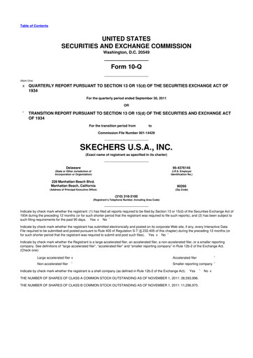 Thumbnail Skechers
 10-Q Quarterly Report FY2011 