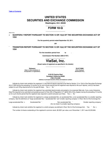 Thumbnail ViaSat 10-Q Quarterly Report FY2012 