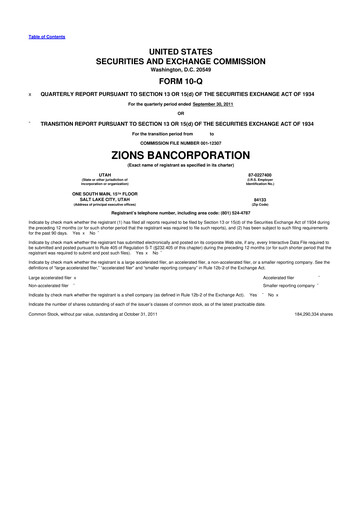 Thumbnail Zions Bancorporation
 10-Q Quarterly Report FY2011 