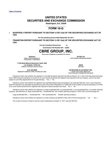 Thumbnail CBRE Group
 10-Q Quarterly Report FY2011 