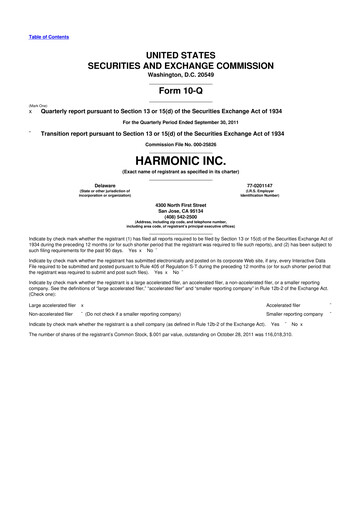 Thumbnail Harmonic Inc. 10-Q Quarterly Report FY2011 