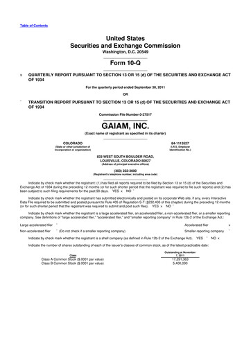 Thumbnail Gaia 10-Q Quarterly Report FY 