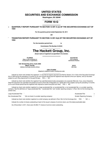 Thumbnail The Hackett Group

 10-Q Quarterly Report FY2011 
