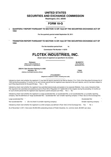Thumbnail Flotek Industries 10-Q Quarterly Report FY2011 