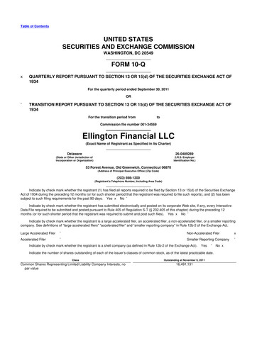 Thumbnail Ellington Financial
 10-Q Quarterly Report FY2011 