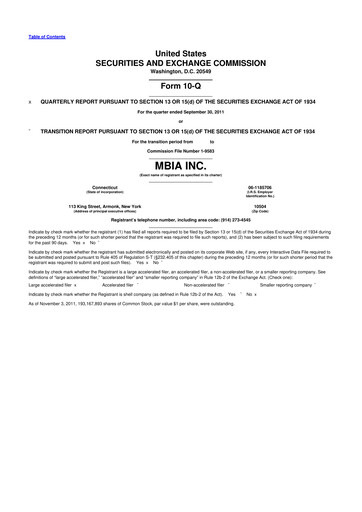 Thumbnail MBIA 10-Q Quarterly Report FY2011 