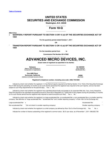 Thumbnail AMD 10-Q Quarterly Report FY2011 