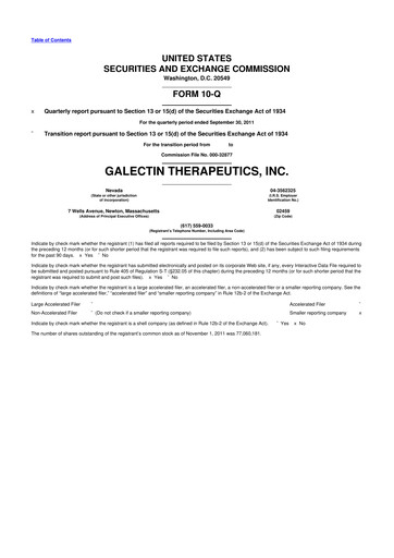 Vorschaubild Galectin Therapeutics 10-Q Quartalsbericht 2011 