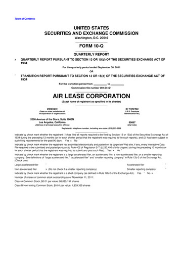 Thumbnail Air Lease Corporation
 10-Q Quarterly Report FY2011 