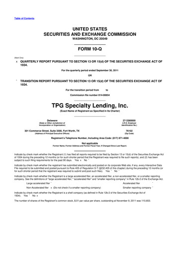 Thumbnail Sixth Street Specialty Lending 10-Q Quarterly Report FY 