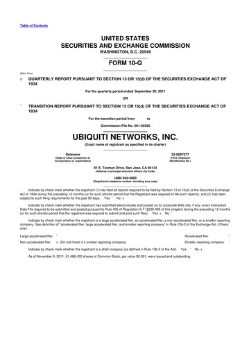 Thumbnail Ubiquiti 10-Q Quarterly Report FY2012 