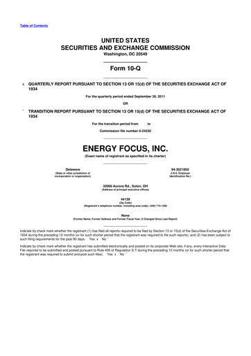 Miniature Energy Focus 10-Q Rapport trimestriel 2011 