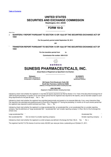 Vorschaubild Viracta Therapeutics 10-Q Quartalsbericht 2011 