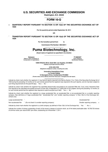 Thumbnail Puma Biotechnology 10-Q Quarterly Report FY2011 