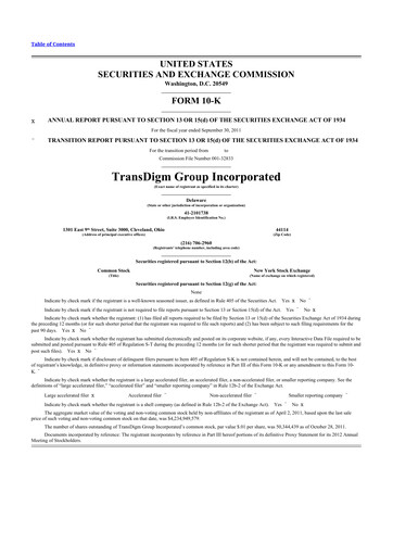 Thumbnail TransDigm Group 10-K Annual Report 2011