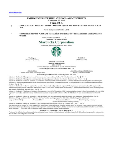 Thumbnail Starbucks 10-K Annual Report 2011
