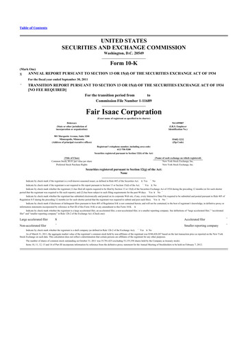 Thumbnail Fair Isaac (FICO) 10-K Annual Report 2011