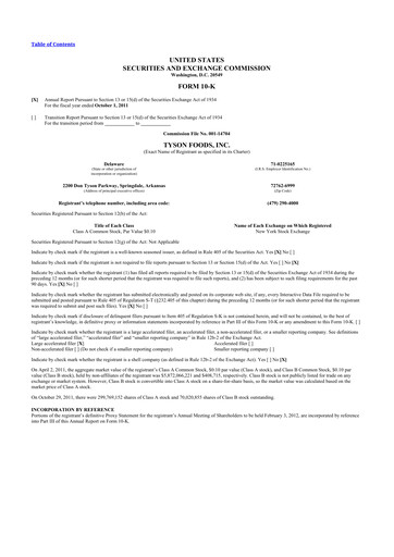 Thumbnail Tyson Foods
 10-K Annual Report 2011