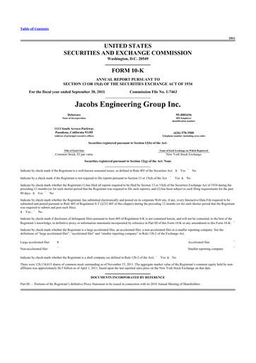 Thumbnail Jacobs Engineering 10-K Annual Report 2011