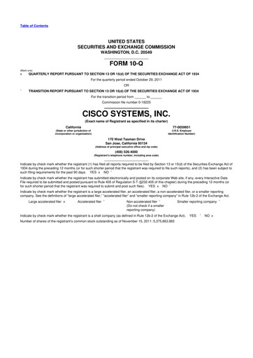 Thumbnail Cisco 10-Q Quarterly Report FY2012 