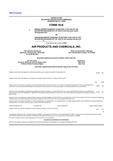 Thumbnail Air Products and Chemicals 10-K Annual Report 2011