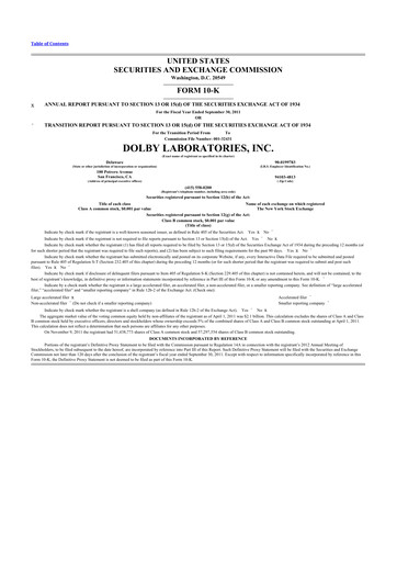 Thumbnail Dolby 10-K Annual Report 2011