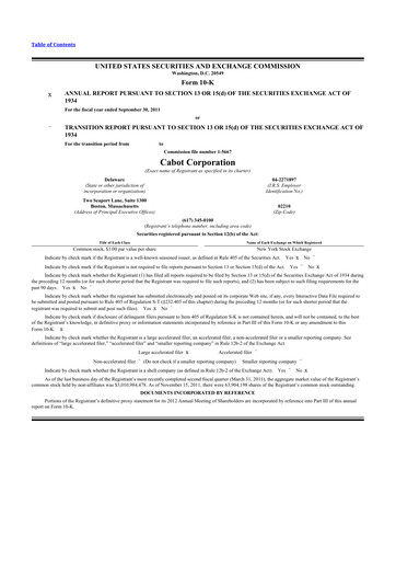 Thumbnail Cabot Corporation
 10-K Annual Report 2011