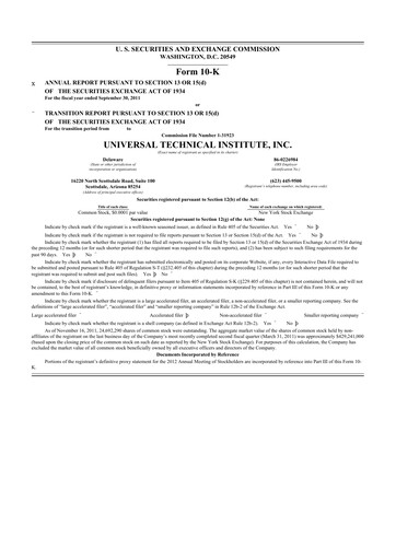 Vorschaubild Universal Technical Institute 10-K Jahresbericht 2011