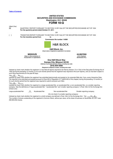 Thumbnail H&R Block
 10-Q Quarterly Report FY2012 