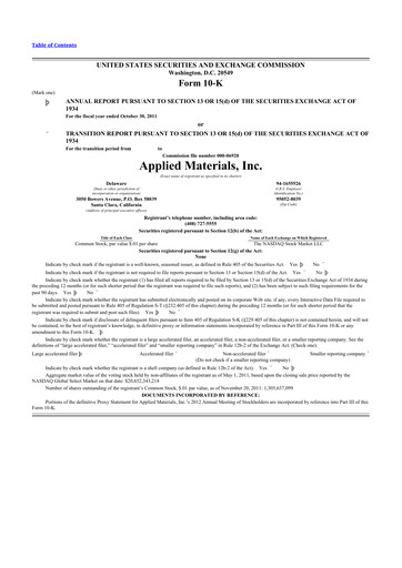 Thumbnail Applied Materials 10-K Annual Report 2011