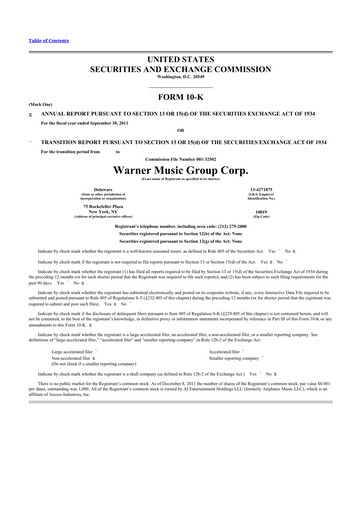 Thumbnail Warner Music Group
 10-K Annual Report 2011