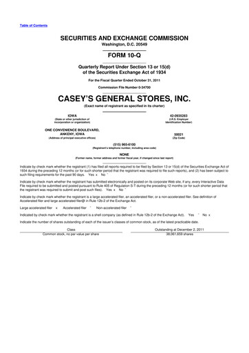Thumbnail Casey's General Stores
 10-Q Quarterly Report FY2012 