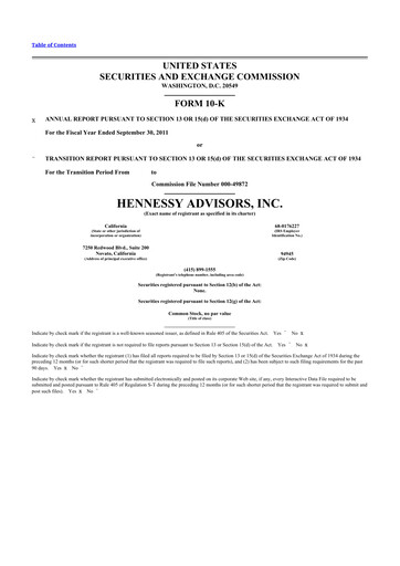 Thumbnail Hennessy Advisors 10-K Annual Report 2011