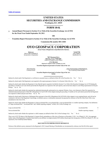 Thumbnail Geospace Technologies
 10-K Annual Report 2011