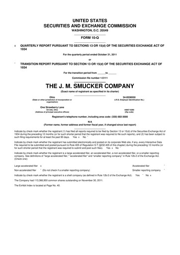 Thumbnail J.M. Smucker Company 10-Q Quarterly Report FY2012 