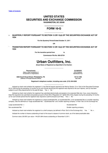 Thumbnail Urban Outfitters
 10-Q Quarterly Report FY2012 